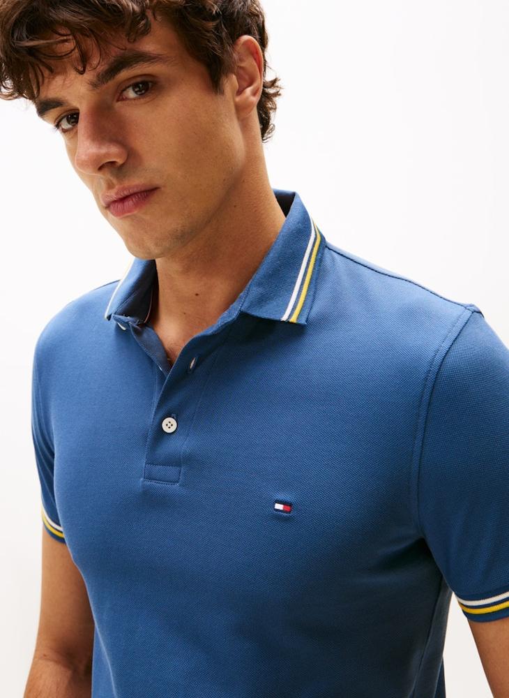 TOMMY HILFIGER Slim Fit Tipped Pique Polo Shirt - Image 3